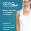 Person wearing a beige Braceon cervical soft collar supporting the neck for pain relief and posture correction.