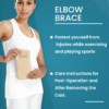 Adjustable black elbow brace providing compression and support for joint pain relief.