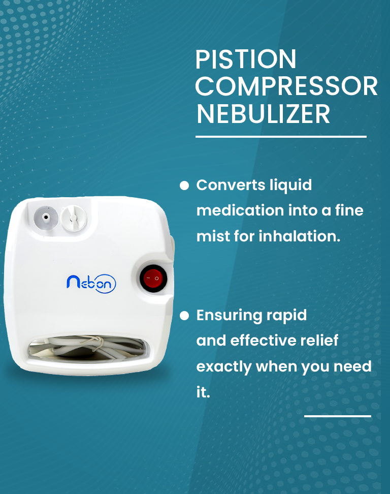 Nebon Nebulizer – Fast & Effective Respiratory Relief 🌬️ Nebon nebulizer machine delivering mist medication for respiratory relief, with a mask attached.